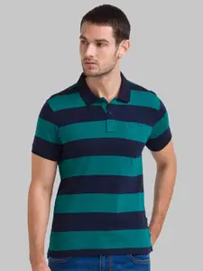 Parx Striped Polo Collar Cotton Regular Fit Casual T-shirt