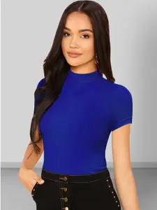 Dream Beauty Fashion High Neck Short Sleeves Fitted Top