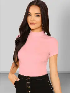 Dream Beauty Fashion High Neck Short Sleeves Fitted Top
