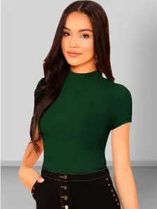 Dream Beauty Fashion High Neck Short Sleeves Fitted Top