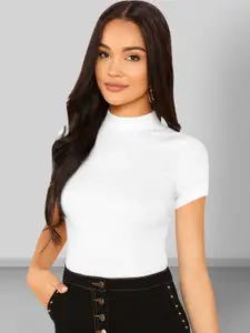 Dream Beauty Fashion High Neck Short Sleeves Fitted Top