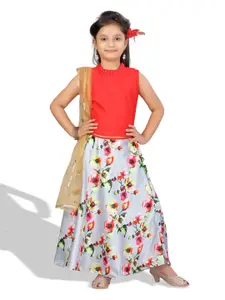 BAESD Girls Printed Gotta Patti Ready to Wear Silk Lehenga & Blouse With Dupatta