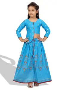 BAESD Girls Floral Printed Cotton Ready To Wear Lehenga & Choli