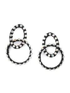 ODETTE Stone-Studded Contemporary Drop Earrings