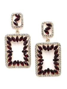 ODETTE Stone-Studded Contemporary Drop Earrings