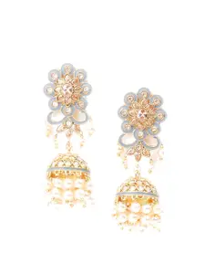 ODETTE Dome Shaped Stone-Studded & Beaded Jhumkas