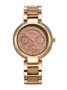 Titan Women Brass Embellished Dial & Bracelet Style Straps Analogue Watch 95187KD03