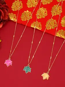 Ramdev Art Fashion Jwellery Set Of 3 Gold-Plated Minimal Necklaces