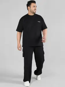 CHKOKKO Plus Size Round-Neck T-Shirt With Track Pants