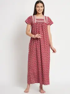 Kashana Conversational Printed Pure Cotton Maxi Nightdress