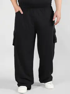 CHKOKKO Men Plus Size Mid-Rise Relaxed-Fit Track Pants