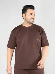 CHKOKKO Plus Size Round Neck Cotton Sports T-shirt