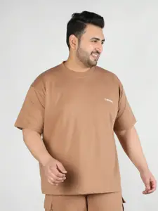 CHKOKKO Plus Size Round Neck Cotton Sports T-shirt