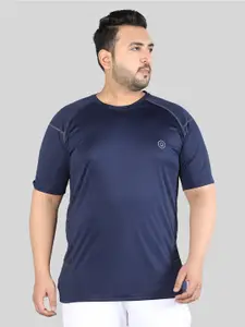 CHKOKKO Plus Size Round Neck Raglan Sleeves Sports T-shirt