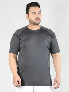 CHKOKKO Plus Size Round Neck Sports T-shirt