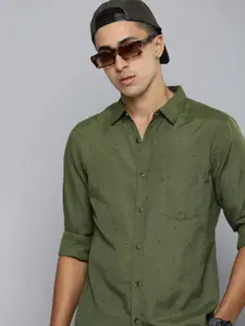 R.Code by The Roadster Life Co. Cutaway Collar Geometric Printed Casual Shirt