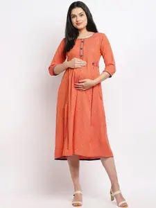 True Shape Abstract Printed Maternity Ethnic Dress