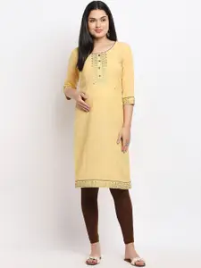 True Shape Ethnic Embroidered Maternity Straight Kurta