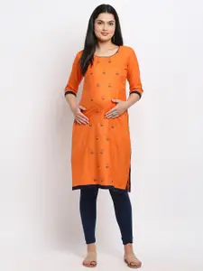 True Shape Floral Printed Maternity Straight Kurta