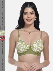 StyFun Pack Of 2 Printed Full Coverage Lightly Padded Everyday Bra All Day Comfort