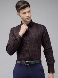 V Dot Slim Fit Printed Pure Cotton Formal Shirt