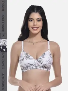 StyFun Pack Of 2 Printed Full Coverage Lightly Padded Everyday Bra All Day Comfort
