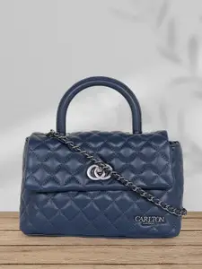 Carlton London Textured Structured Satchel With Quilted Detail