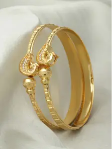 ZENEME Gold-Plated American Diamond Handcrafted Bangle-Style Bracelet