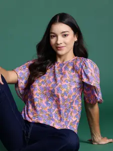 DressBerry Floral Print Flared Sleeves Top