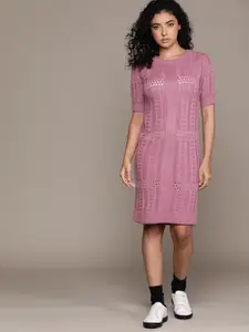 The Roadster Lifestyle Co. Open Knit Acrylic Sweater Dress