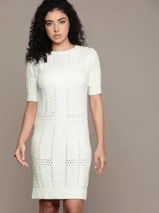 The Roadster Lifestyle Co. Open Knit Acrylic Sweater Dress