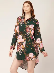 Moomaya Classic Floral Printed Longline Casual Shirt