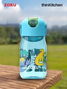 ZOKU Blue Dino Kids Flip Straw Bottle