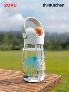 ZOKU Clear Safari Kids White Printed Flip Straw Water Bottle