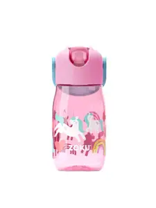 ZOKU Kids Pink Unicorn Printed Flip Straw Water Bottle