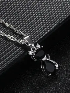 MYKI Silver-Plated CZ-Studded Pendant With Chain