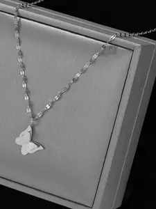 MYKI Silver-Plated Chain With Butterfly Pendant