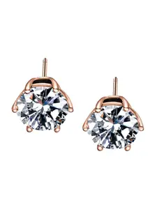 PALMONAS Stainless Steel Rose Gold-Plated Contemporary Studs Earrings