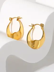 PALMONAS 18KT Gold Plated Stainless Steel Circular Hoop Earrings