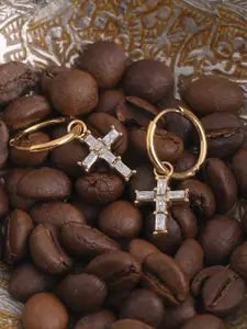 PALMONAS Gold-Plated Stainless Steel Contemporary Drop Earrings