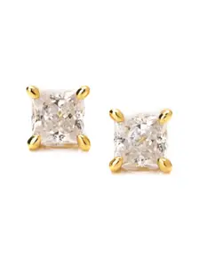 PALMONAS Gold-Plated Stainless Steel Contemporary Studs Earrings