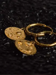 PALMONAS Gold-Plated Stainless Steel Contemporary Drop Earrings