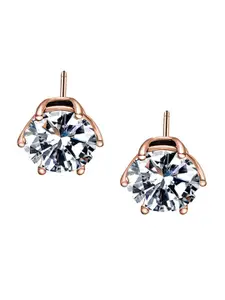 PALMONAS Rose Gold Plated Contemporary Studs Stainless Steel Earrings