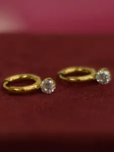 PALMONAS 18k Gold Plated Contemporary Stainless Steel Hoop Earrings