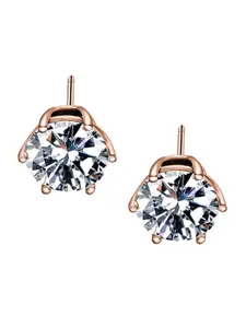 PALMONAS Rose Gold-Plated Contemporary Stainless Steel Studs Earrings