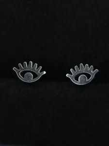 PALMONAS Stainless Steel Silver-Plated Contemporary Studs Earrings