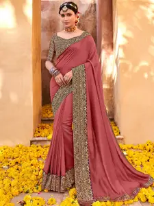 Saree mall Zari Mauve & Purple Silk Blend Sarees
