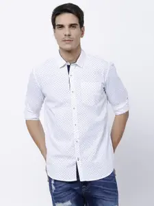 HIGHLANDER Men White Slim Fit Printed Casual Shirt