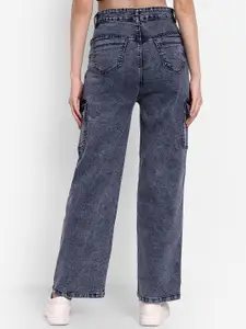 Next One Women Smart Wide Leg High-Rise Low Distress Stretchable Jeans