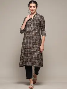 Biba Ethnic Motifs Mandarin Collar A-Line Kurta